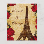 Budget Red Eiffer Tower Vintage Weddenschap (Voorkant)