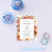 Budget Red en Oranje Herfst Floral Wedding B Flyer (Enkel)