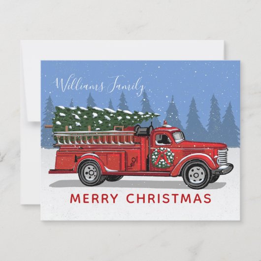 Budget  Red Fire Truck Merry-kerstkaart (Voorkant)
