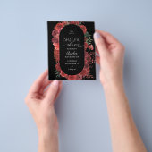 Budget Red Floral Black Vrijgezellenfeest Flyer (Hand)