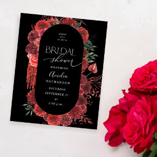Budget Red Floral Black Vrijgezellenfeest Flyer