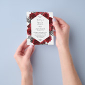 Budget Red Floral & Black Wedding Flyer (Hand)