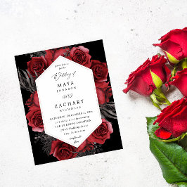 Budget Red Floral & Black Wedding - Zwart Flyer
