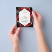 Budget Red Floral & Black Wedding - Zwart Flyer (Hand)