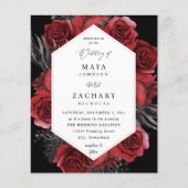 Budget Red Floral & Black Wedding - Zwart Flyer (Voorkant)