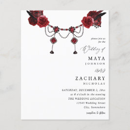 Budget Red Floral & Crystal Wedding Flyer