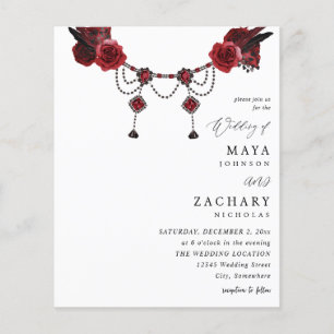 Budget Red Floral & Crystal Wedding Flyer