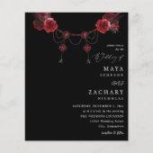 Budget Red Floral & Crystal Wedding - Zwart Flyer (Voorkant)