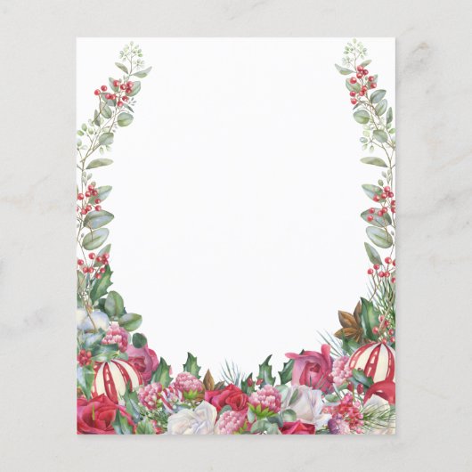 Budget Red Floral kerstbruiloft uitnodiging (Achterkant)