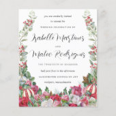 Budget Red Floral kerstbruiloft uitnodiging (Voorkant)