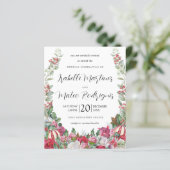 Budget Red Floral kerstbruiloft uitnodiging (Staand voorkant)