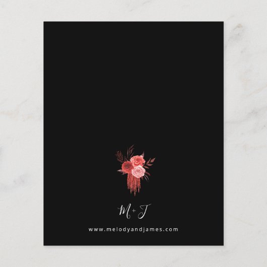 Budget Red Floral Wedding Black Flyer (Achterkant)