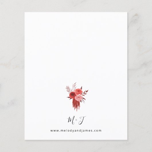 Budget Red Floral Wedding Flyer (Achterkant)
