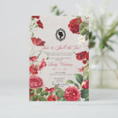 Budget Red Florals Bridgerton Birthday Party Kaart (Staand voorkant)