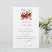 Budget Red Florals Foliage Wedding Menu (Staand voorkant)
