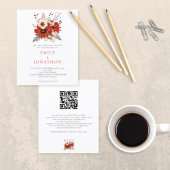 Budget Red Florals QR Code Weduwen Uitnodiging