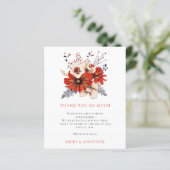 BUDGET Red Florals Quote Weddenschap 3 Foto Bedank (Staand voorkant)