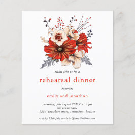 Budget Red Florals repetitie dinale uitnodiging