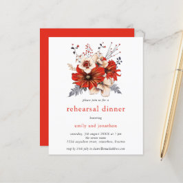 Budget Red Florals repetitie dinale uitnodiging