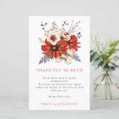 BUDGET Red Florals Weddenschap 3 Foto Quote Bedank (Staand voorkant)
