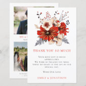 BUDGET Red Florals Weddenschap 3 Foto Quote Bedank (Voorkant / Achterkant)