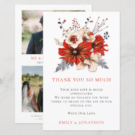 BUDGET Red Florals Weddenschap 3 Foto Quote Bedank