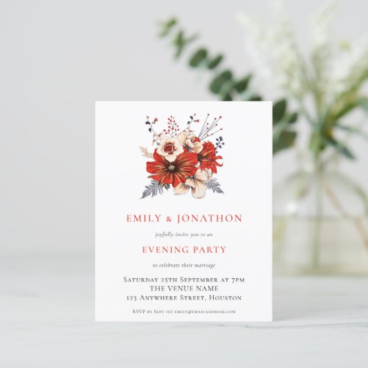 BUDGET Red Florals Weddenschap Evening Party Uitno (Staand voorkant)