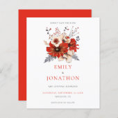 Budget Red Florals Weduwnaar sparen de datum (Voorkant / Achterkant)