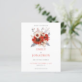 Budget Red Florals Weduwnaar sparen de datum (Staand voorkant)