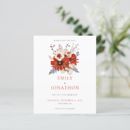 Budget Red Florals Weduwnaar sparen de datum