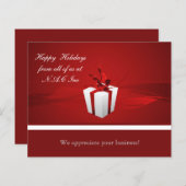 Budget Red Gift Business Holiday Card (Voorkant / Achterkant)