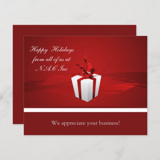 Budget Red Gift Business Holiday Card (Voorkant / Achterkant)