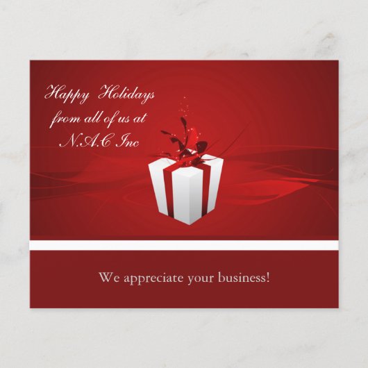 Budget Red Gift Business Holiday Card (Voorkant)