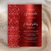 Budget Red Glam Glitter Wedding Invitation