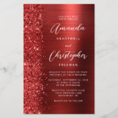 Budget Red Glam Glitter Wedding Invitation (Voorkant)