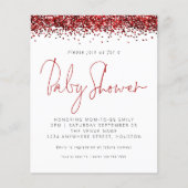 Budget Red Glitter Baby shower Invitation (Voorkant)