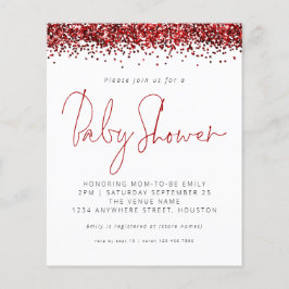 Budget Red Glitter Baby shower Invitation