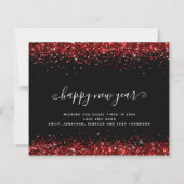 Budget Red Glitter Black Happy Nieuwjaar Kaart (Voorkant)