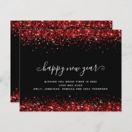 Budget Red Glitter Black Happy Nieuwjaar Kaart