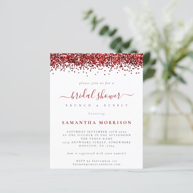 Budget Red Glitter Bridal Shower (Staand voorkant)