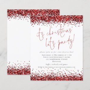 Budget Red Glitter De Kerstpartij nodigt uit