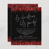 Budget Red Glitter De Kerstpartij nodigt uit (Voorkant / Achterkant)