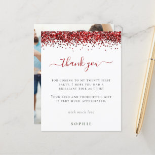 Budget Red Glitter Foto 21st Birthday Hartelijk da