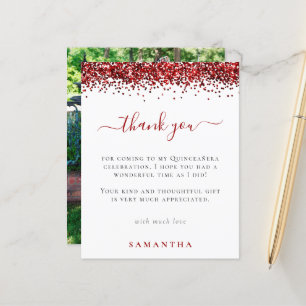 Budget Red Glitter Foto Quinceanera Dank u