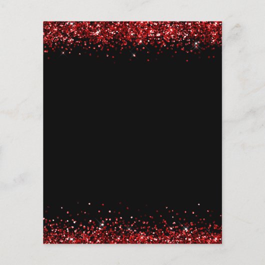 Budget Red Glitter-kerstfeest Black Uitnodiging (Achterkant)