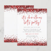 Budget Red Glitter-kerstfeest nodigt feest uit (Voorkant / Achterkant)