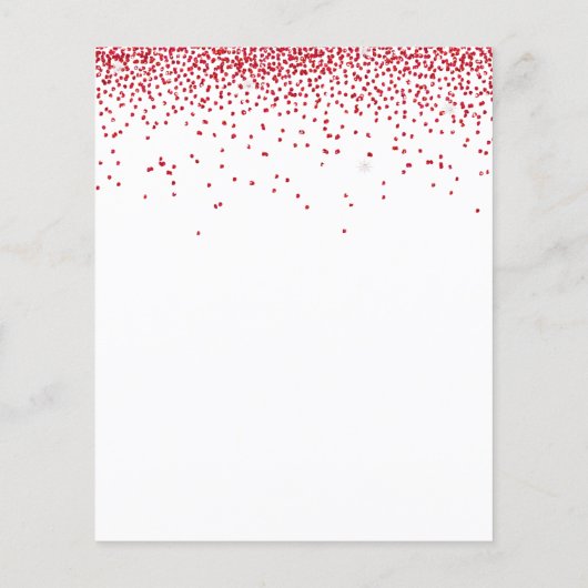 Budget Red Glitter-kerstfeest uitnodiging (Achterkant)