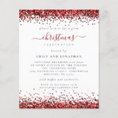 Budget Red Glitter-kerstfeest White Uitnodiging (Voorkant)