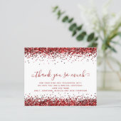 Budget Red Glitter Kerstmis Dank u (Staand voorkant)