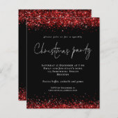 Budget Red Glitter Script Kerstparty Black (Voorkant / Achterkant)